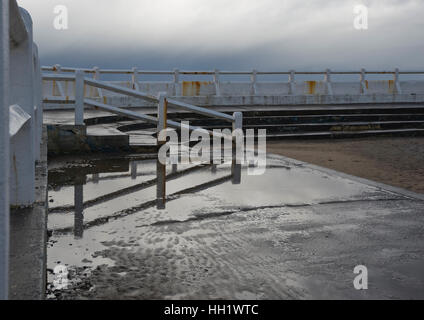 Tynemouth Lido at sunrise as a storm comes in. Stock Photo