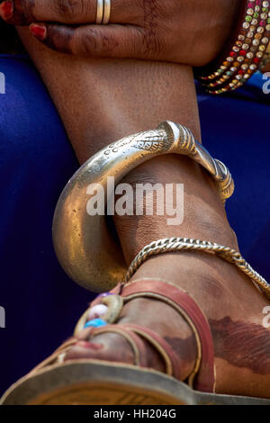 The worn feet of a Rajasthani village girl in Rajasthan, India. Stock Photo