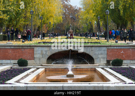 Fountain in Buen Retiro Park, Madrid Spain. Stock Photo