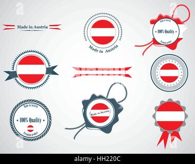 Made in Austria - set of seals, badges. Stock Vector