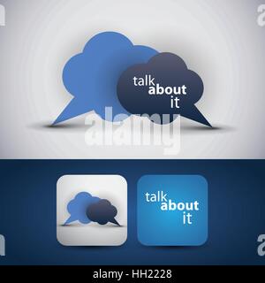 Abstract Blue Flyer or Cover Design with Speech Bubbles in Editable Vector Format Stock Vector