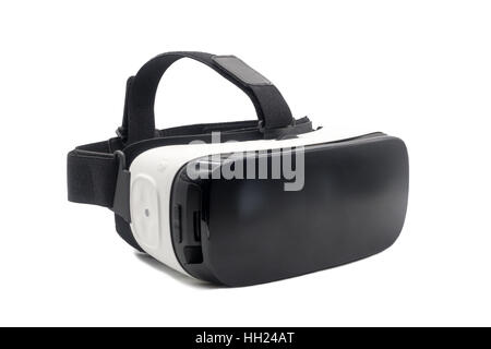 Virtual reality glasses and headset isolated on white background with ...