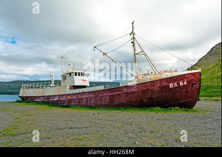 Abandoned fishing ship in Iceland Stock Photo