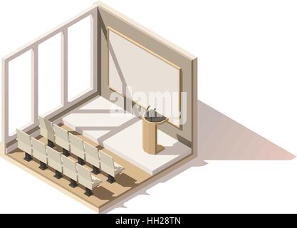 Vector isometric low poly conference room icon Stock Vector