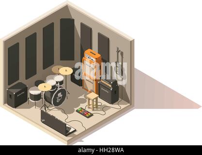 Vector isometric low poly recording studio icon Stock Vector