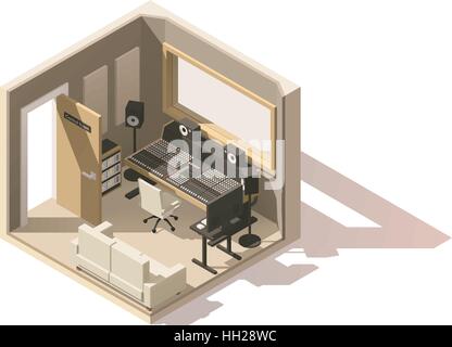 Vector isometric low poly recording studio icon Stock Vector