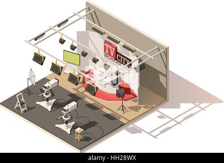 Vector isometric low poly television studio icon Stock Vector