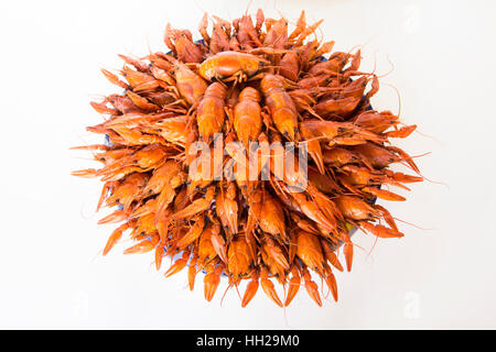 Photo of red boiled crawfishes on the dish Stock Photo