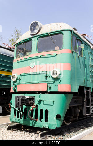 Photo of Russian rail road locomotive in Samara Stock Photo