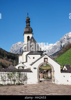 Parish church St. Sebastian in Ramsau, Bavarian Alps, Germany Stock Photo