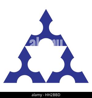 Sierpinski Triangle using shuriken shape, without center, fractal, vector - First iteration Stock Vector