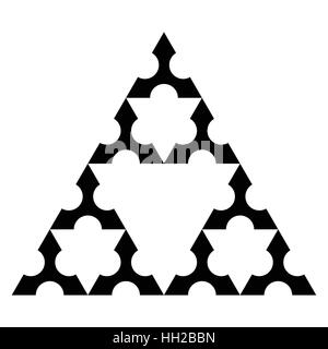 Sierpinski Triangle using shuriken shape, without center, fractal, vector - Second iteration Stock Vector