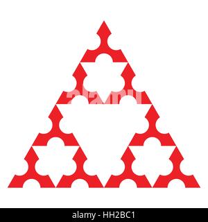 Sierpinski Triangle using shuriken shape, without center, fractal, vector - Second iteration Stock Vector