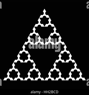 Sierpinski Triangle using shuriken shape, without center, fractal, vector - Third iteration Stock Vector