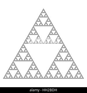 Sierpinski Triangle using shuriken shape, without center, fractal, vector - Sixth iteration (Vector, editable) Stock Vector