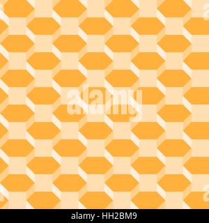 Isometric hexagon pattern - 3D seamless editable geometric vector abstract background wallpaper (Orange) Stock Vector