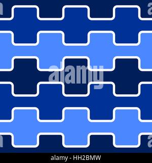 Square wave with round corners tile pattern - seamless editable repeating vector background wallpaper (Blue) Stock Vector