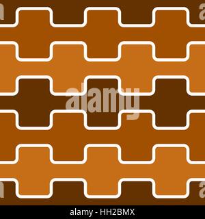 Square wave with round corners tile pattern - seamless editable repeating vector background wallpaper (Brown) Stock Vector