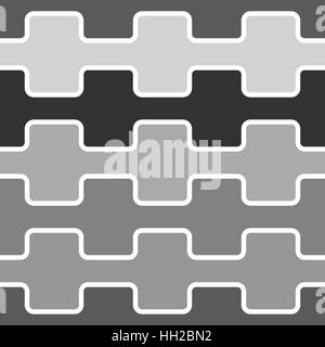 Square wave with round corners tile pattern - seamless editable repeating vector background wallpaper (Grey) Stock Vector