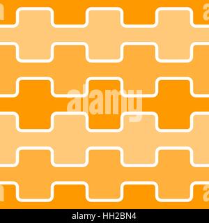 Square wave with round corners tile pattern - seamless editable repeating vector background wallpaper (Orange) Stock Vector