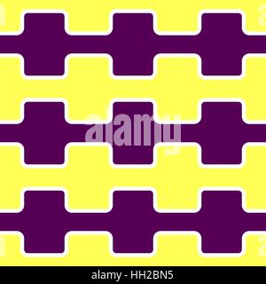 Square wave with round corners tile pattern - seamless editable repeating vector background wallpaper (Purple and yellow) Stock Vector