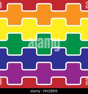 Square wave with round corners tile pattern - seamless editable repeating vector background wallpaper (rainbow colors) Stock Vector