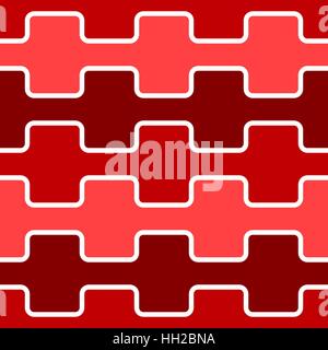 Square wave with round corners tile pattern - seamless editable repeating vector background wallpaper (Red) Stock Vector