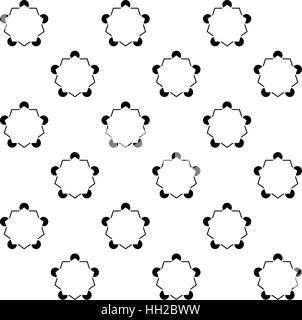 Pentagon variation of the Kanizsa Optical Illusion  (Illusory Contours) - Tile pattern in diagonal layout, seamless editable repeating vector (Black) Stock Vector