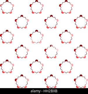 Pentagon variation of the Kanizsa Optical Illusion  (Illusory Contours) - Tile pattern in diagonal layout, seamless editable repeating vector (Red) Stock Vector