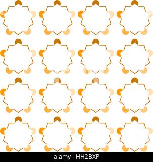 Pentagon variation of the Kanizsa Optical Illusion  - Tile pattern in square layout, seamless editable repeating vector (Orange) Stock Vector