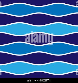 Simple repeating wave pattern tile - seamless editable vector background wallpaper (Blue) Stock Vector