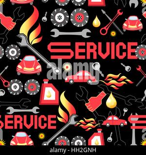 Seamless pattern of various machine parts service Stock Vector