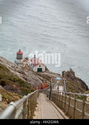 Point Reyes National seashore lighthouse seen from the top of the path Stock Photo