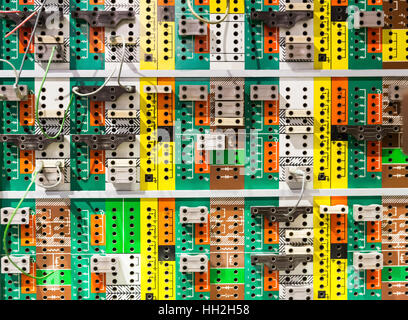 Panel with many colorful sockets. Stock Photo