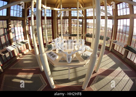 Interior of the landscape interpretation centre, a former game larder, on the Chatsworth House Estate, Derbyshire England UK Stock Photo