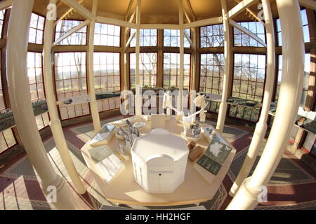 Interior of the landscape interpretation centre, a former game larder, on the Chatsworth House Estate, Derbyshire England UK Stock Photo