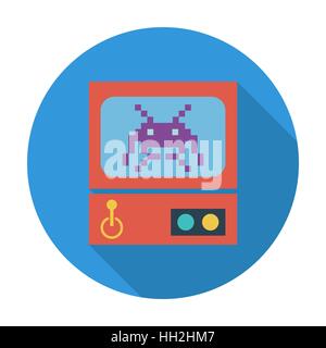 Retro Arcade Machine. Flat icon for mobile and web applications. Vector illustration. Stock Vector