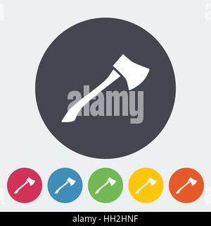 Axe. Single flat icon on the circle. Vector illustration. Stock Vector