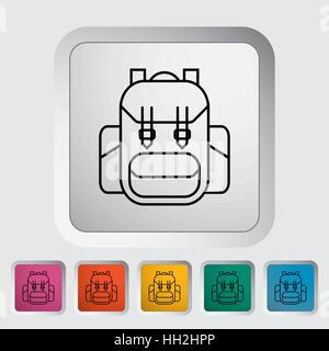Rucksack outline icon on the button. Vector illustration. Stock Vector