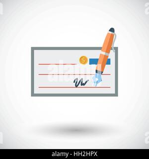Bank check. Single flat icon on white background. Vector illustration. Stock Vector