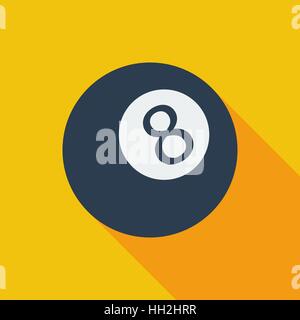 Billiard ball icon. Flat vector related icon with long shadow for web and mobile applications. It can be used as - logo, pictogram, icon, infographic  Stock Vector