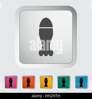 Bomb. Single color flat icon on the button. Vector illustration. Stock Vector
