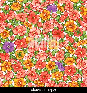 Seamless floral pattern with flowers. Vector black and white floral ...