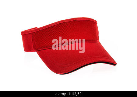 Red golf visor for man or woman on white background Stock Photo
