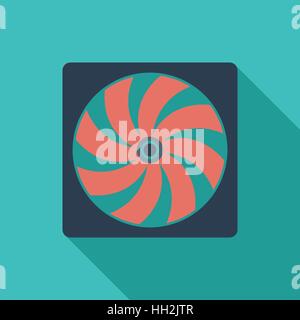 Radiator fan icon. Flat vector related icon with long shadow for web and mobile applications. It can be used as - logo, pictogram, icon, infographic e Stock Vector