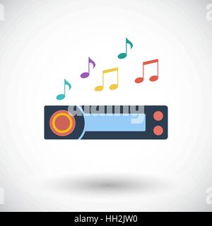 Car radio. Single flat icon on white background. Vector illustration. Stock Vector
