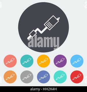 Exhaust pipe. Single flat icon on the circle. Vector illustration. Stock Vector
