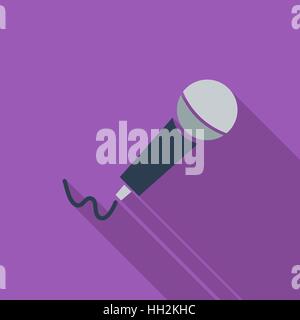 Microphone icon. Flat vector related icon with long shadow for web and mobile applications. It can be used as - logo, pictogram, icon, infographic ele Stock Vector