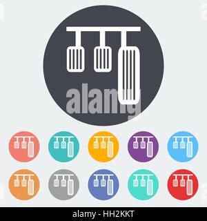 Pedal car. Single flat icon on the circle. Vector illustration. Stock Vector