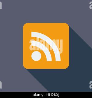 Rss icon. Flat vector related icon with long shadow for web and mobile applications. It can be used as - logo, pictogram, icon, infographic element. V Stock Vector